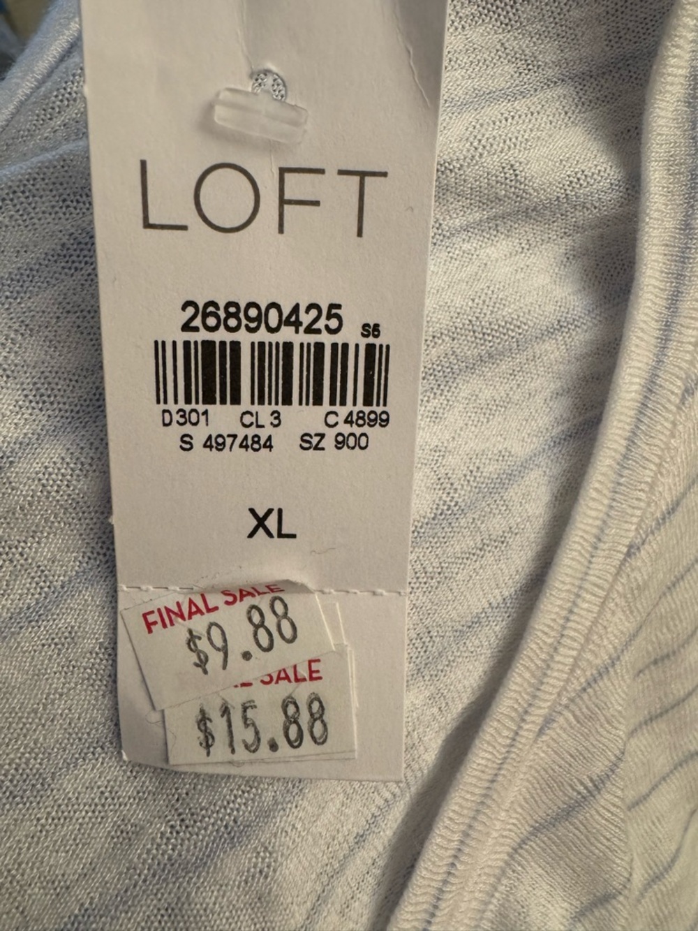 LOFT White Scoop Neck Short Sleeve Striped Top - Picture 6 of 6